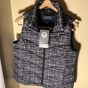 Lands End NWT Women’s Responsible Down Puffer Vest Color Gray/White Size Medium